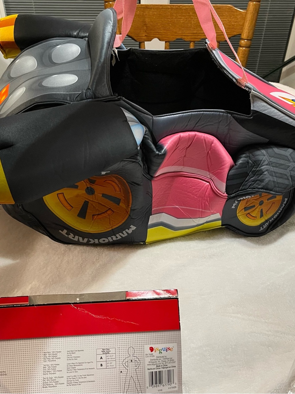 Mario Kart Princess Peach Disguise Pink and Black Race Car Tote Costume Bag